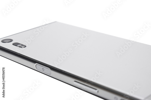 Ταπετσαρία Closeup shot of a backside of a white mobile phone with a camera