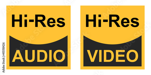 High resolution video audio signals vector sign symbol icon hi res audio video