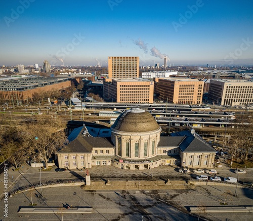 Luftbild Drohnenaufnahme Panorama Köln Deutz Bahnhof