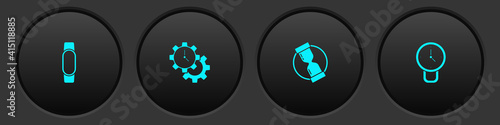 Set Smartwatch, Time Management, Old hourglass and Clock icon. Vector.