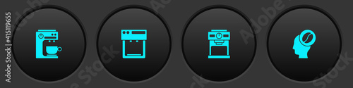 Set Coffee machine, , and Barista icon. Vector.