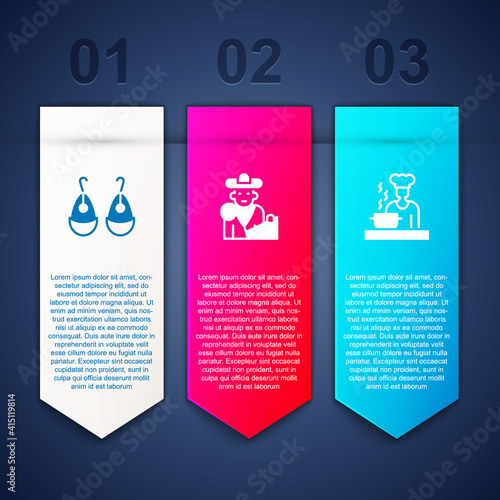 Set Earrings, Bullfight, matador and Spanish cook. Business infographic template. Vector.