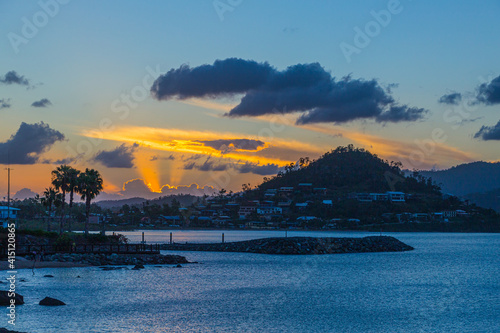 Airlie Beach Bay in Queensland, Australia during sunset