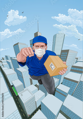 Delivery courier superhero ...