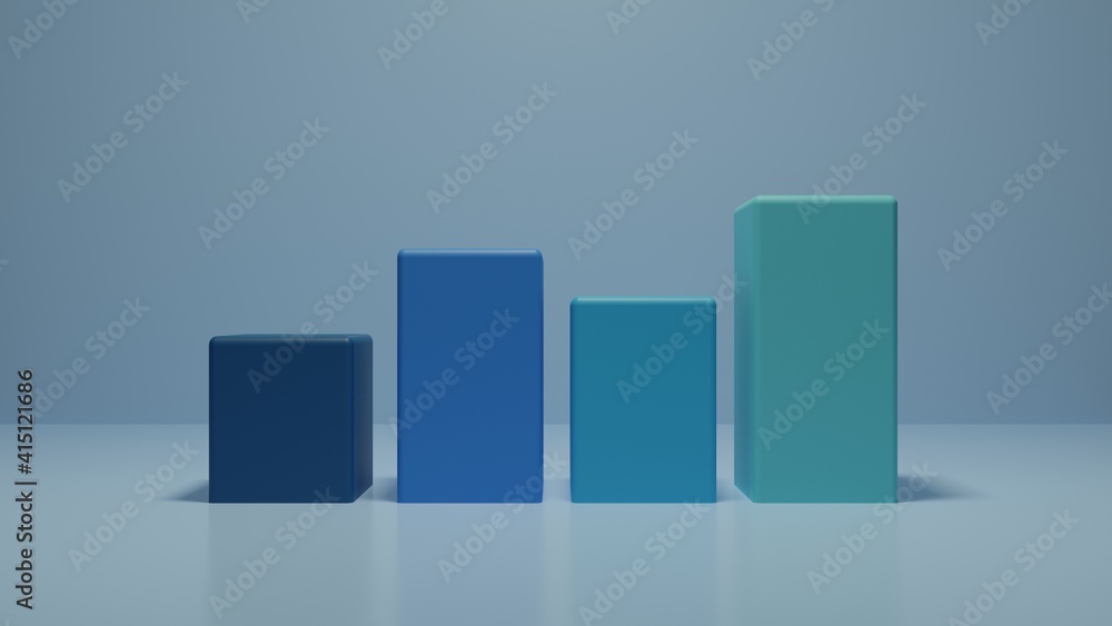 3D Render Image Illustration Chart Diagram for Business with Blue Color 3D Render Image Illustration Chart Diagram for Business with Blue Color