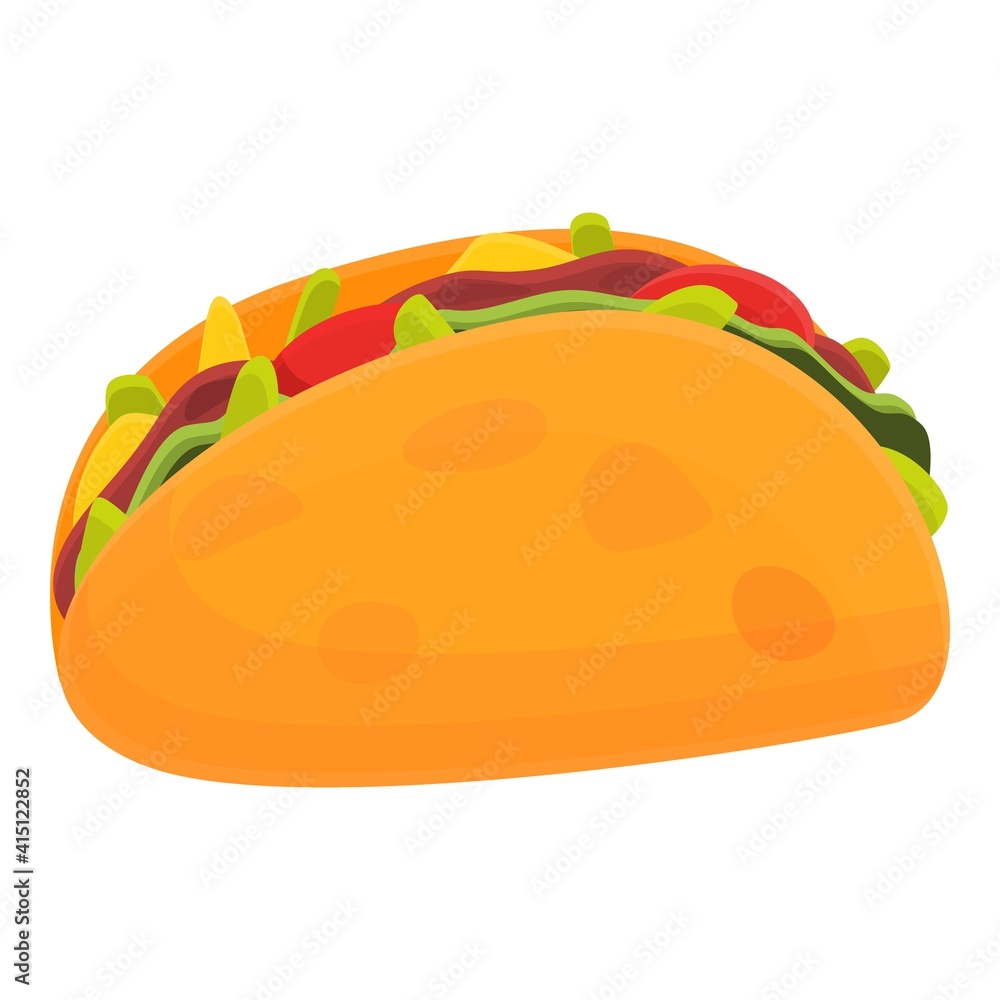 Fresh taco icon. Cartoon of fresh taco vector icon for web design isolated on white background Fresh taco icon. Cartoon of fresh taco vector icon for web design isolated on white background
