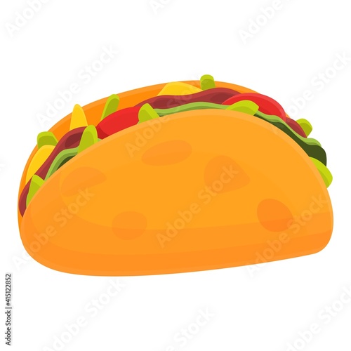 Fresh taco icon. Cartoon of fresh taco vector icon for web design isolated on white background