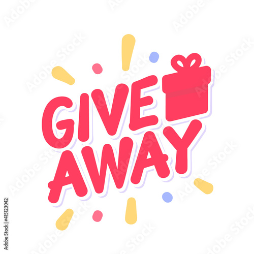 Giveaway. Vector lettering banner with gift box icon.