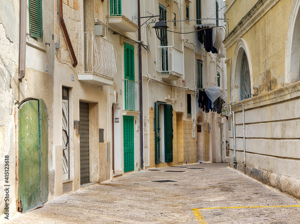 Street and alleyways in the walled city of Monopoli.