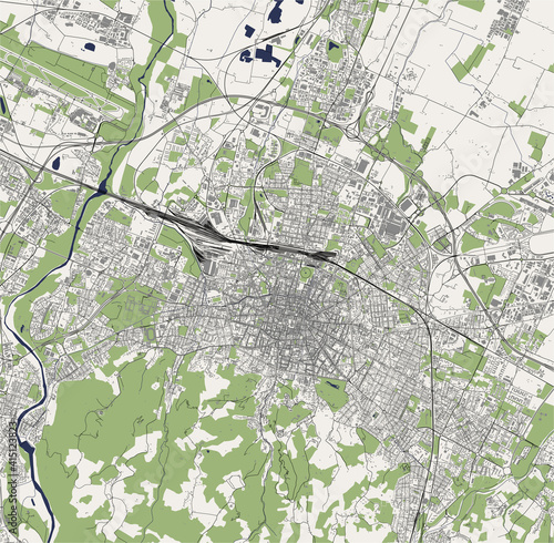 map of the city of Bologna, Emilia-Romagna, Italy