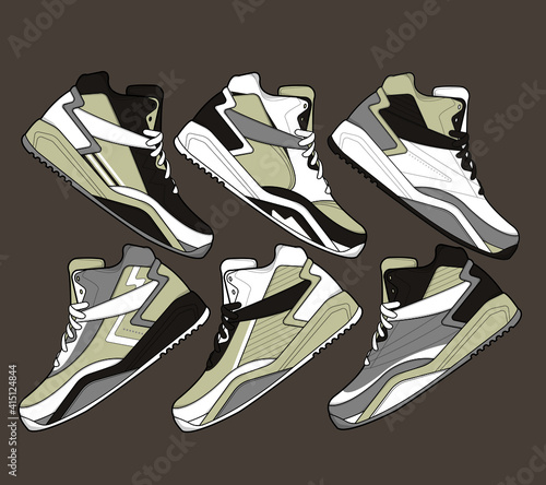 Sports basketball shoes design vector template