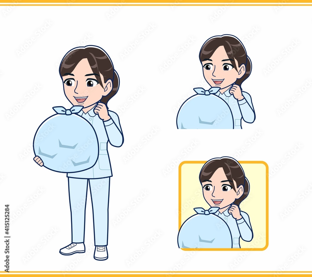 水色の服を着た看護師さん