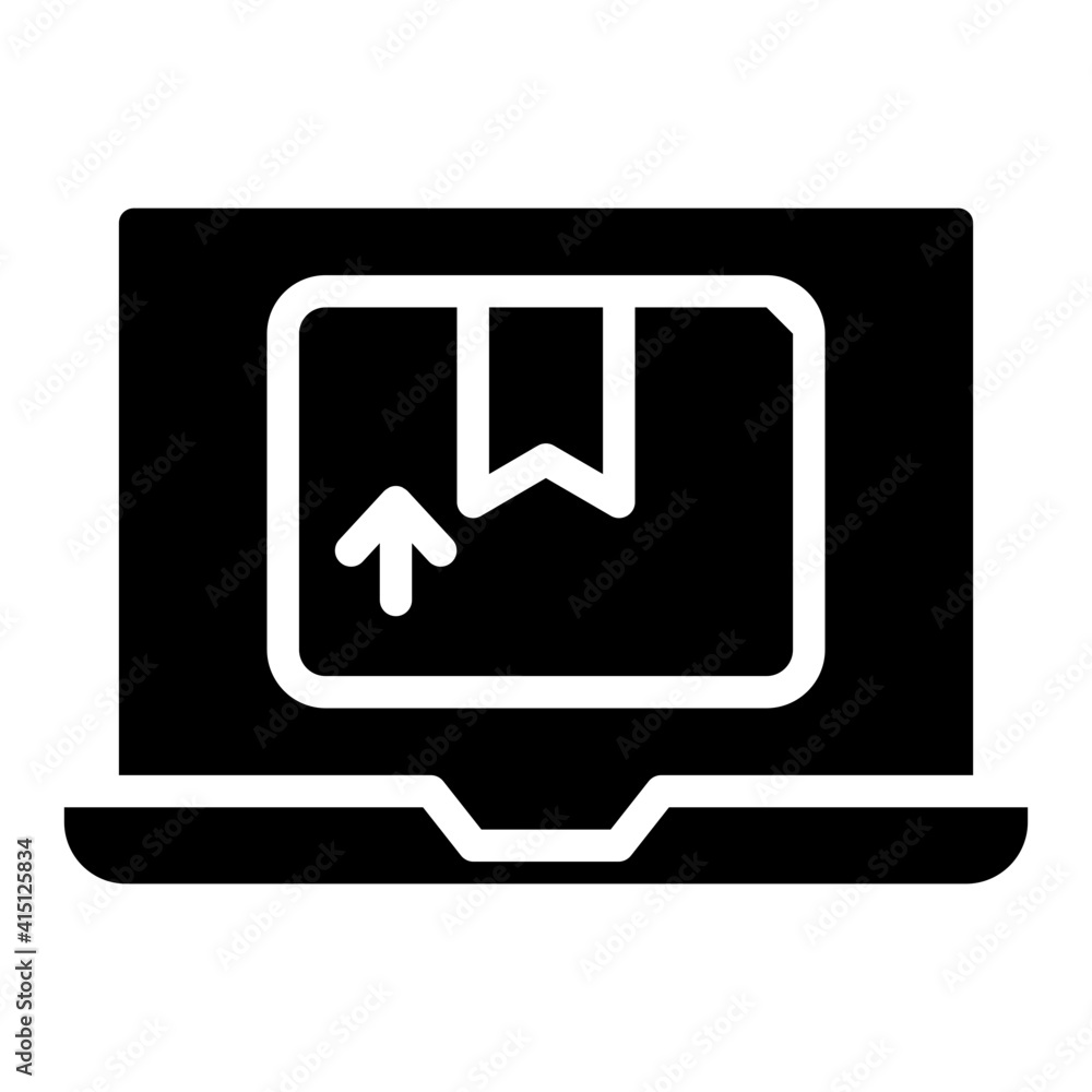 Package inside laptop, online parcel icon Package inside laptop, online parcel icon