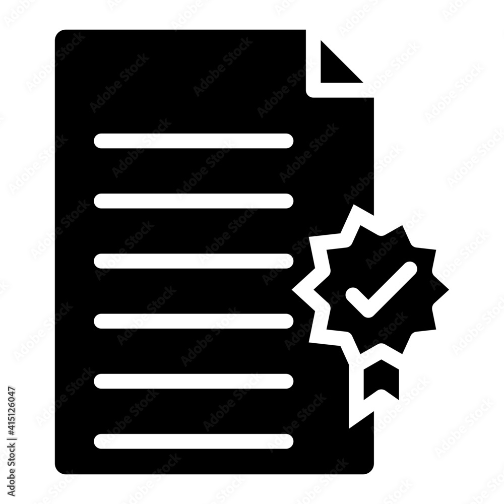 Folded paper with badge, certificate icon Folded paper with badge, certificate icon