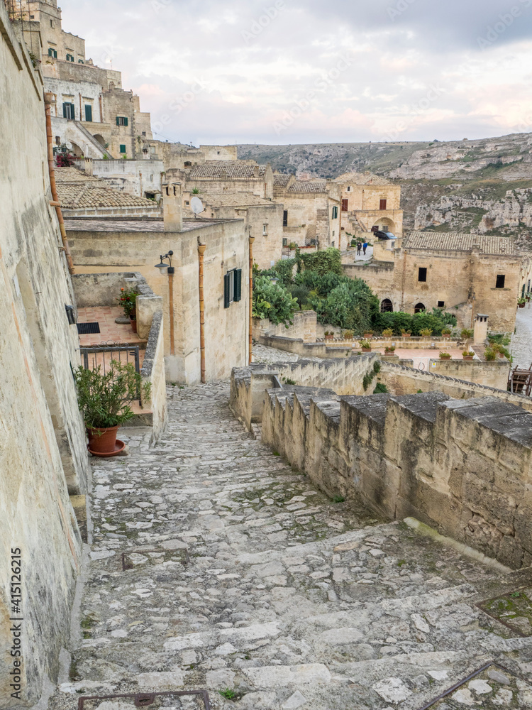 Walkway in the town of Matera.