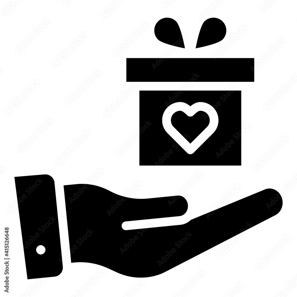 An icon design of offer gift, hand holding present box An icon design of offer gift, hand holding present box