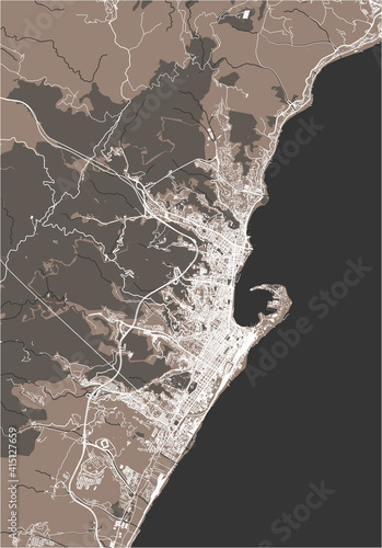 map of the city of Messina, Sicily, Italy