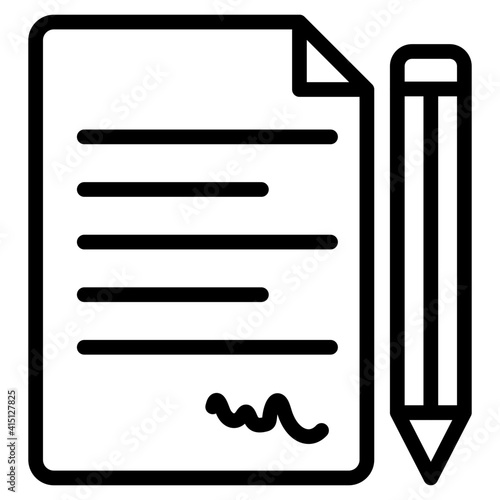 Paper with pencil denoting concept of agreement icon
