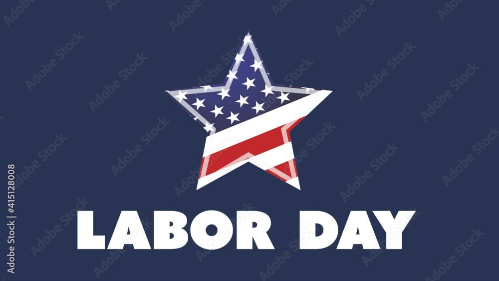 Labor Day banner with American STAR on blue background. 4k animation Labor Day banner with American STAR on blue background. 4k animation