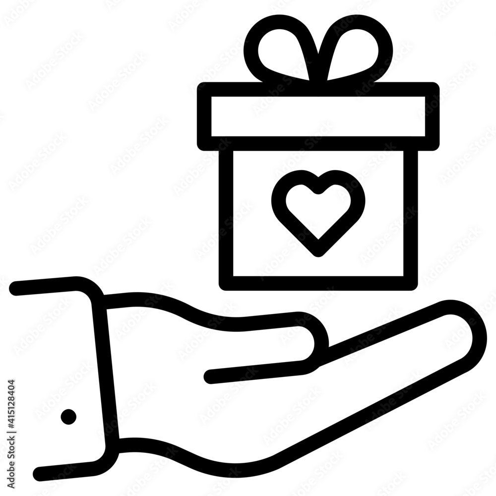 An icon design of offer gift, hand holding present box An icon design of offer gift, hand holding present box