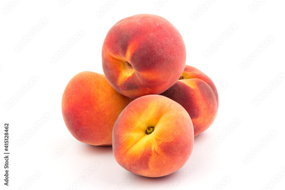 Summer fruit background. Ripe juicy peaches on white background. Copy space. Fresh organic fruit vegan food. Harvest concept Summer fruit background. Ripe juicy peaches on white background. Copy space. Fresh organic fruit vegan food. Harvest concept