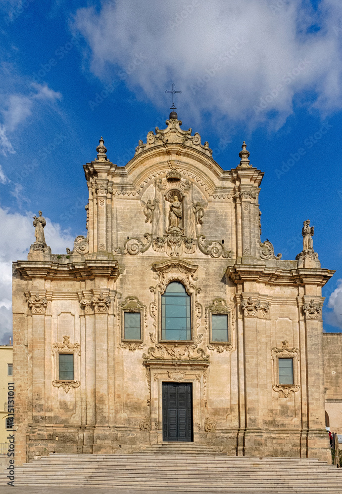 Fototapeta premium Entrance to the Church of Saint Francis of Assisi in Matera.