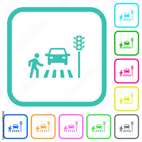 Pedestrian crossing vivid colored flat icons