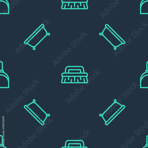 Set line Brush for cleaning, Bathtub and Dustpan on seamless pattern. Vector.
