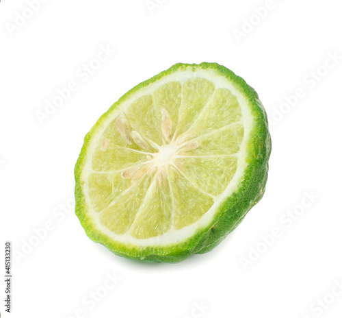 Bergamot fruit with cut in half isolated on white background