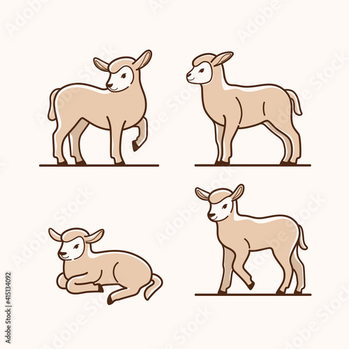 Lamb icon set. Different type of animal. Vector illustration for emblem, badge, insignia.