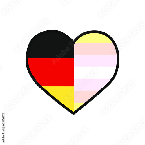 Vector illustration of the heart filled with Germany flag and the Pangender pride flag on white background. Free Download Vector illustration of the heart filled with Germany flag and the Pangender pride flag on white background. - GFXLoad