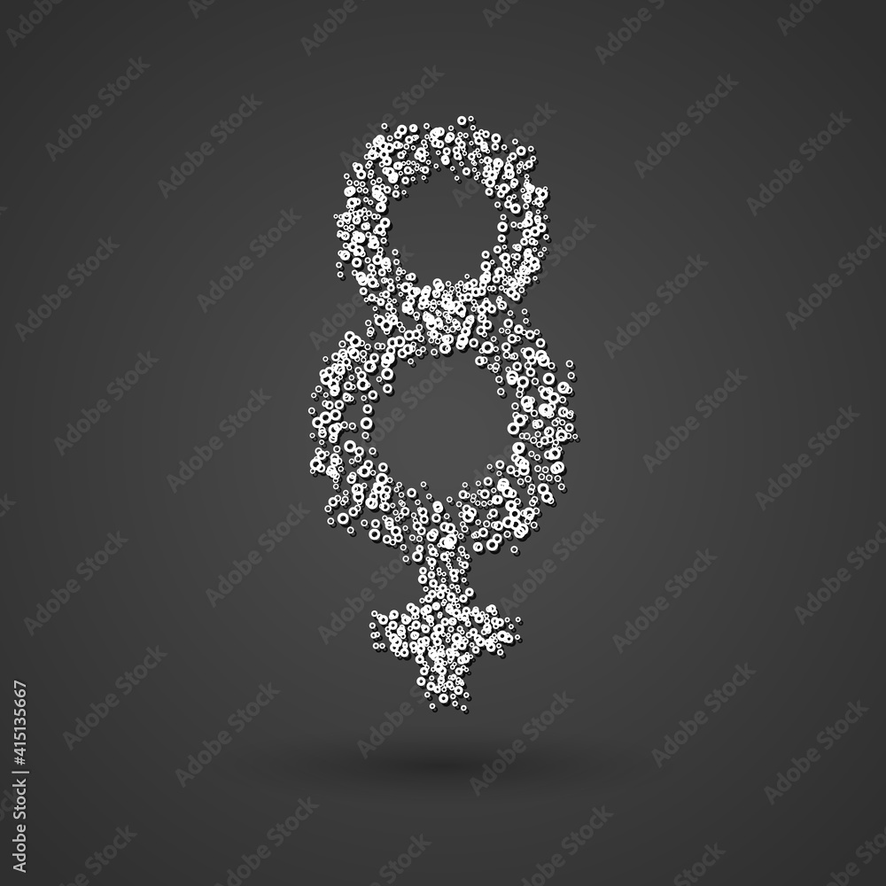 Women's day symbol. Number eight + women gender symbol. International Women's Day. March 8. Vector illustration, flat design Women's day symbol. Number eight + women gender symbol. International Women's Day. March 8. Vector illustration, flat design