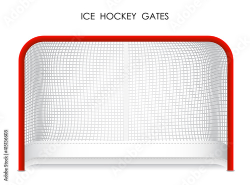 realistic ice hockey goal with fluttering net. Team sports. Active lifestyle. Vector