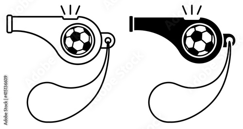 sports whistle of referee of football match. Icon. Minimalistic vector