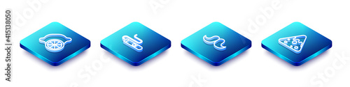 Set Isometric line Lemon, Cigar, Mustache and Nachos icon. Vector.