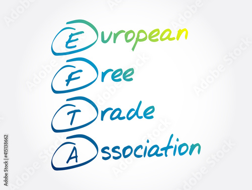 EFTA - European Free Trade Association acronym, business concept background