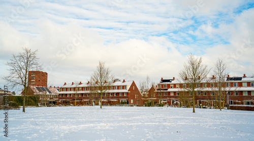 Foto Street scene with snow in Amersfoort, Netherlands