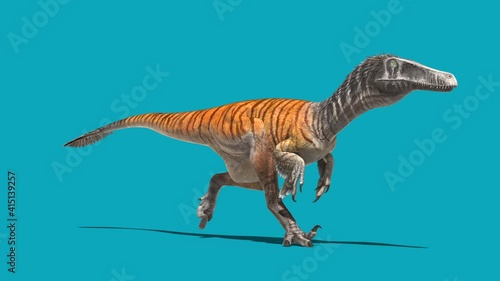 Austroraptor Runcycle Blue Screen Loop Dinosaurs 3D Rendering Animation 4K photo