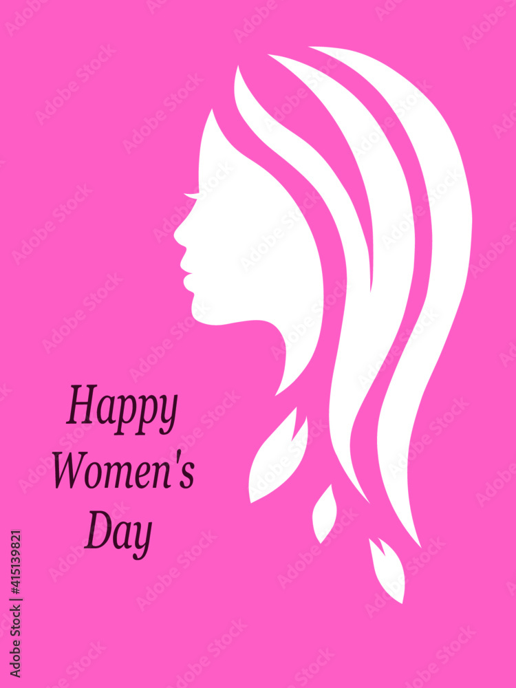 women's day poster/happy women's day 8 march/ hair, beauty, face, illustration, fashion, beautiful, portrait, young, art, vector, glamour, pink, flower, abstract, lady, style, person, head, design, pe