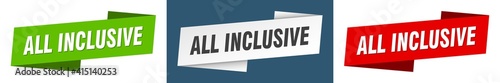 all inclusive banner. all inclusive ribbon label sign set