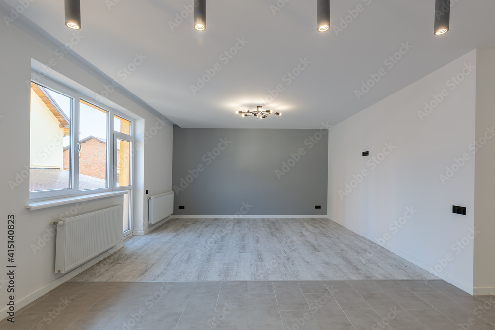interior photo, apartment after new renovation without furniture in loft style interior photo, apartment after new renovation without furniture in loft style
