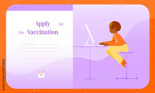 Girl filling application for vaccination