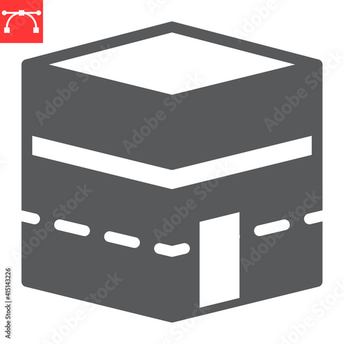 Kaaba Mecca glyph icon, happy ramadan and makkah, Mecca building vector icon, vector graphics, editable stroke solid sign, eps 10.