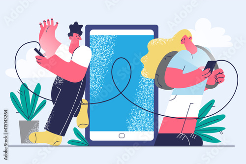 Online chatting, remote communication, technology concept