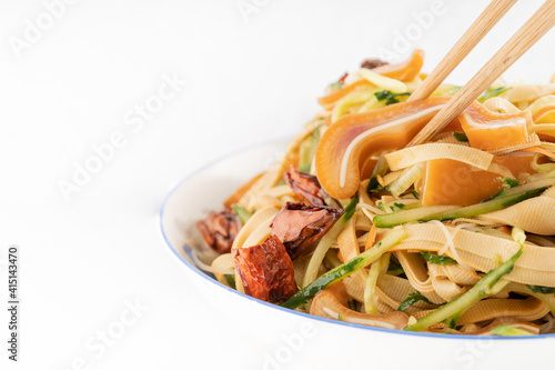 A local specialty of northeast China, cucumber with old sow's ears