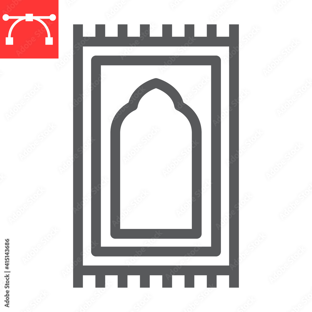 Prayer rug line icon, happy ramadan and religion, prayer carpet vector icon, vector graphics, editable stroke outline sign, eps 10. Prayer rug line icon, happy ramadan and religion, prayer carpet vector icon, vector graphics, editable stroke outline sign, eps 10.