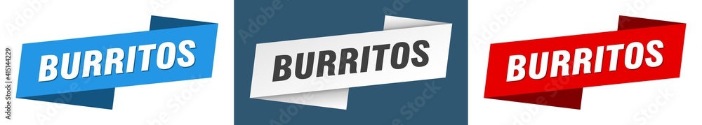burritos banner. burritos ribbon label sign set