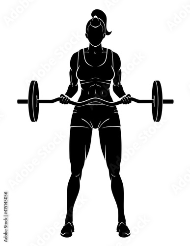 Young Female Barbell Exercise Silhouette