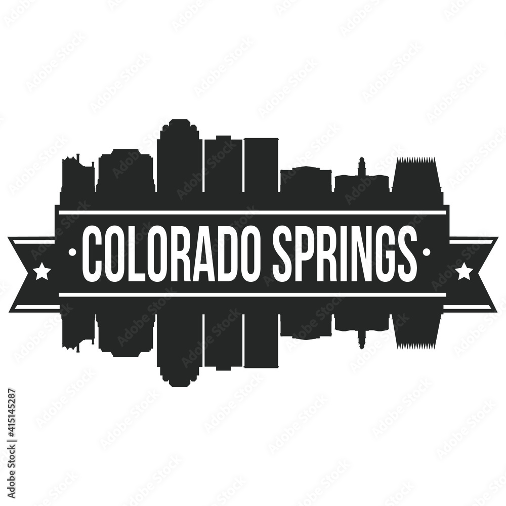 Colorado Springs Colorado USA Skyline Silhouette Design City Vector Art Famous Buildings Stamp Stencil.
