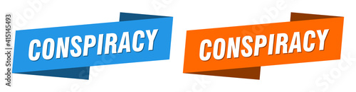 conspiracy banner. conspiracy ribbon label sign set
